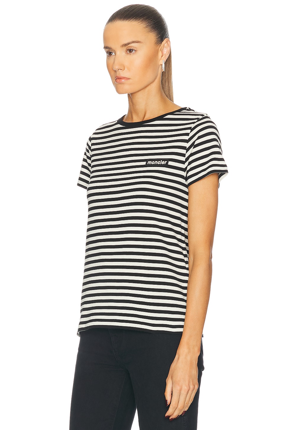 Moncler T-shirt Aus Baumwolle In Black & White