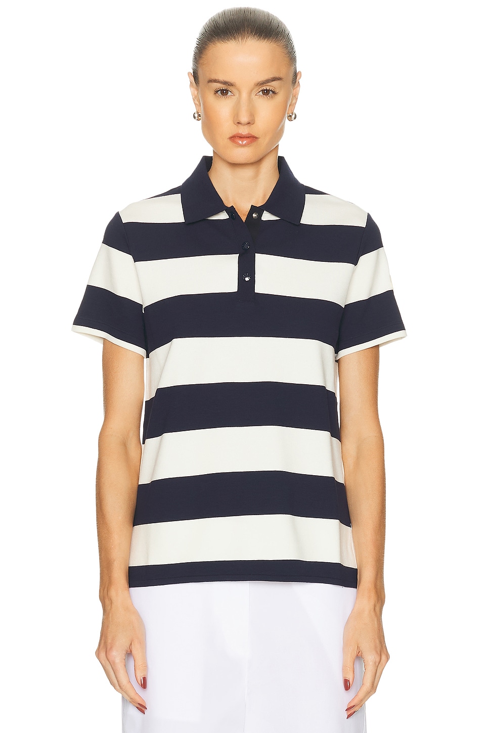 Image 1 of Moncler Short Sleeve Polo Shirt in Navy