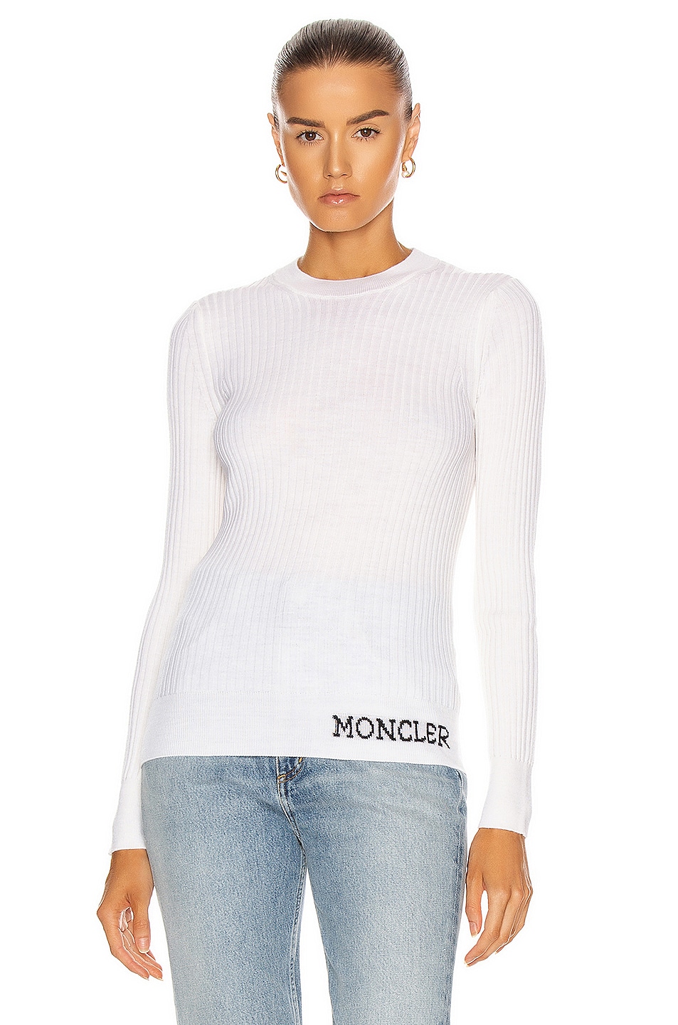 Image 1 of Moncler Girocollo Tricot Top in Cream