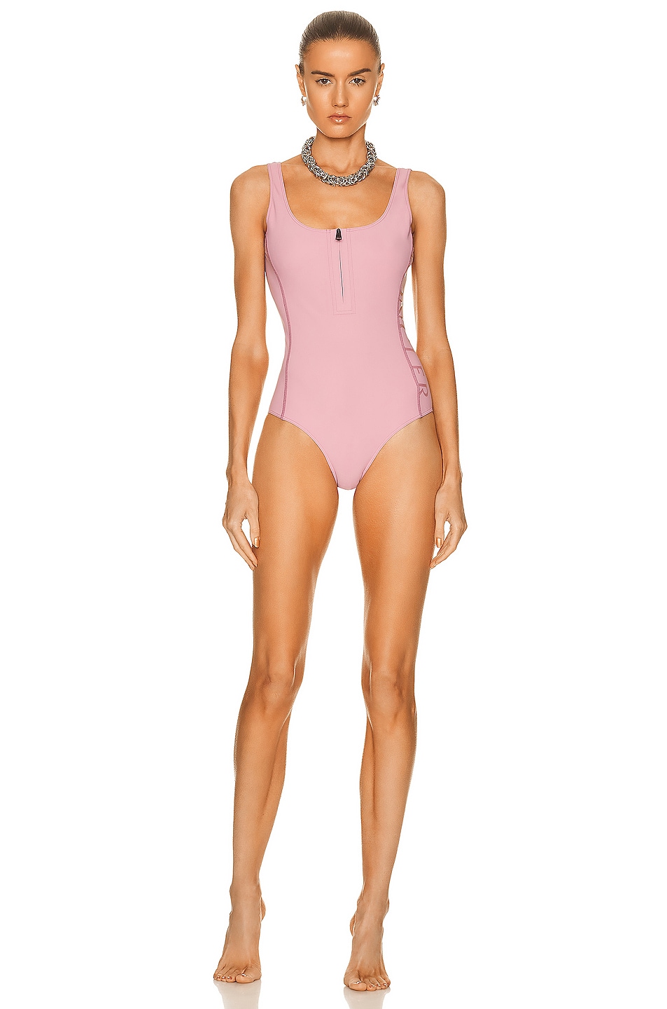 Image 1 of Moncler Half Zip Swimsuit in Pink