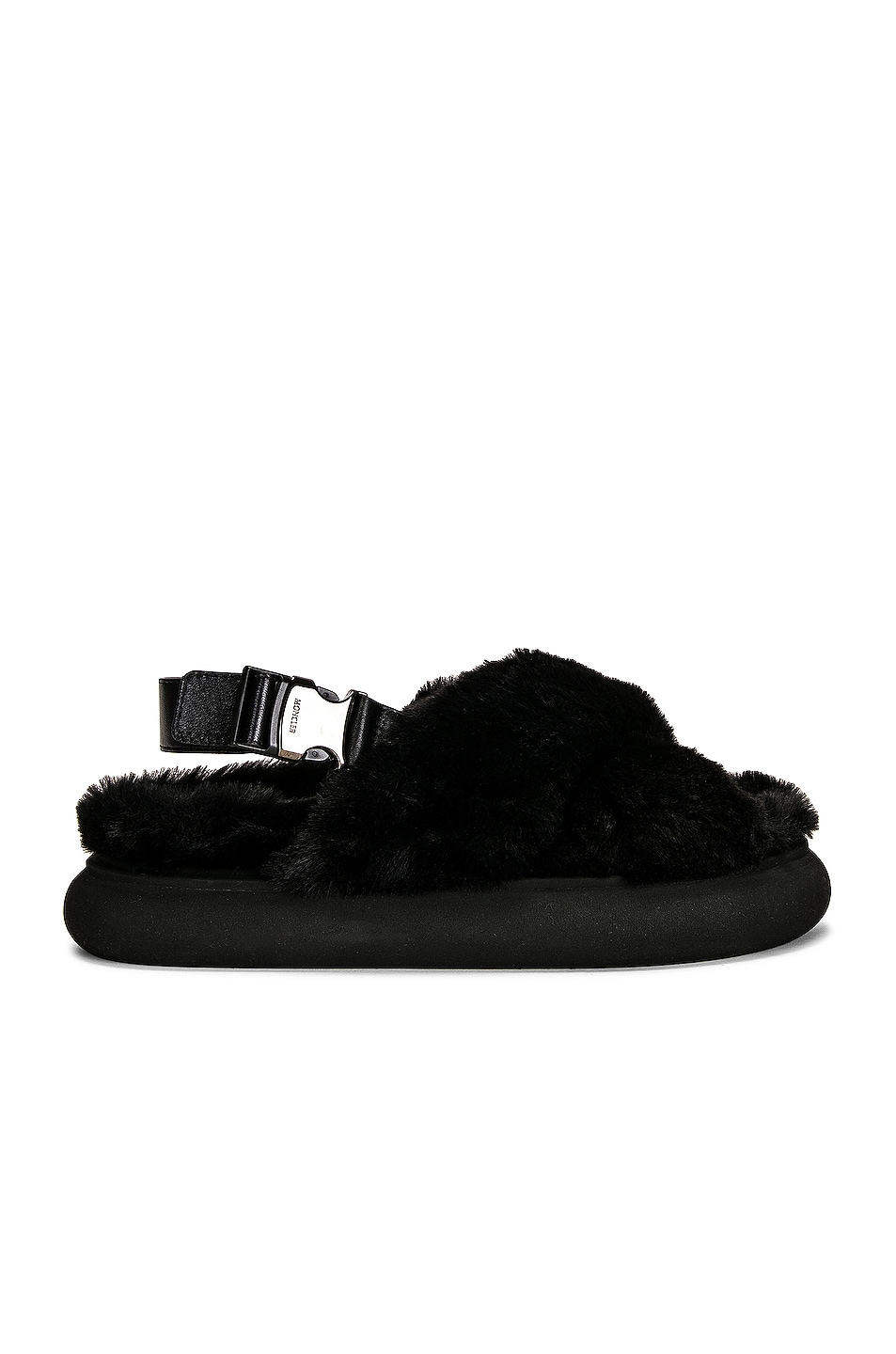 Image 1 of Moncler Solarisse Faux Fur Sandal in Black