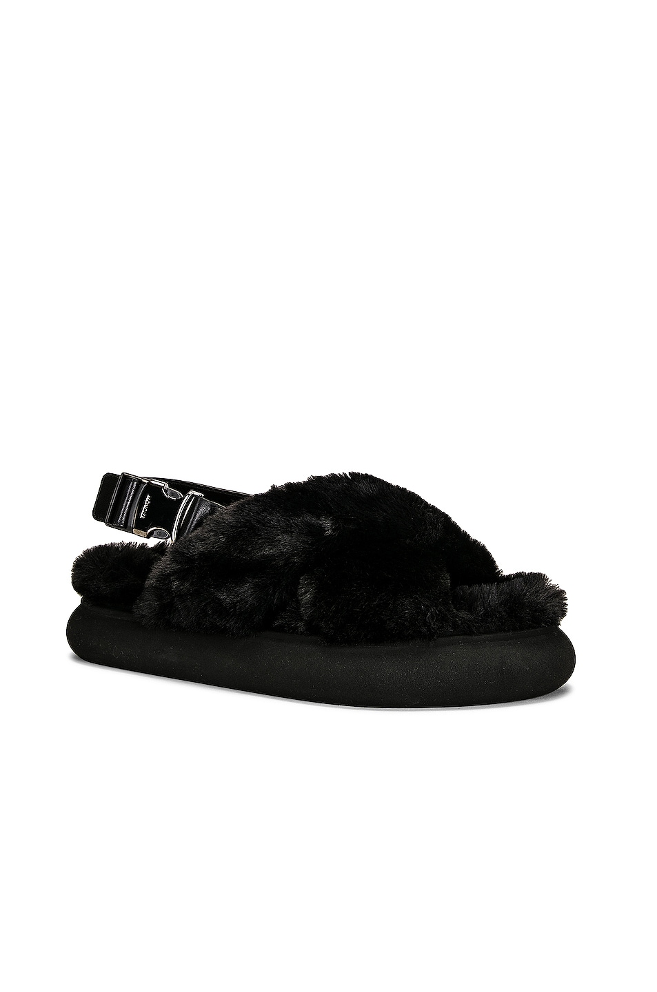 Solarisse Faux Fur Sandal in Black