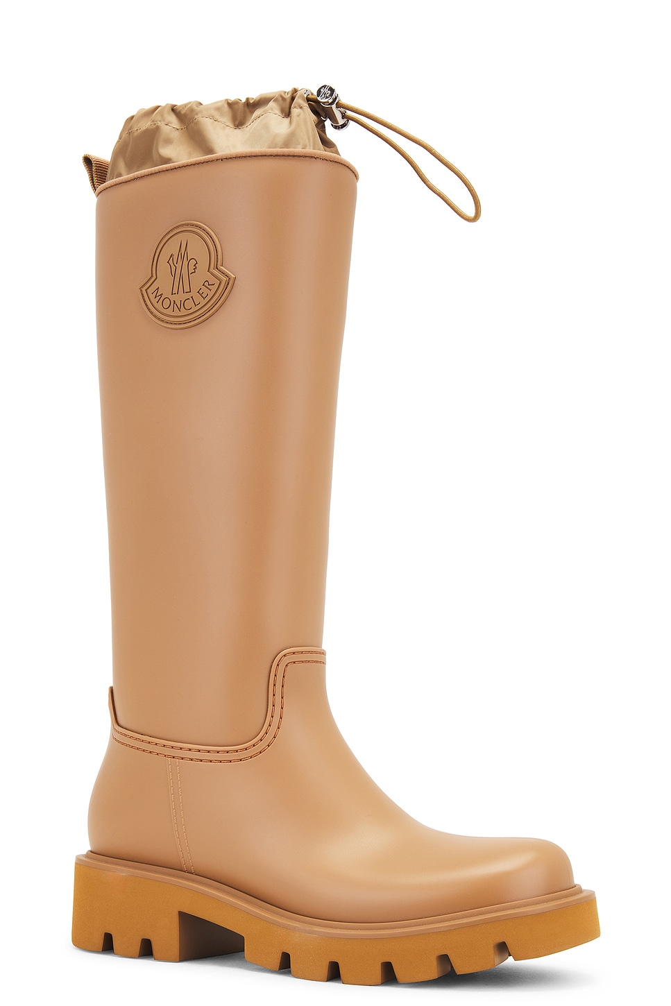 Shop Moncler Kickstream Knee High Rain Boot In Camel