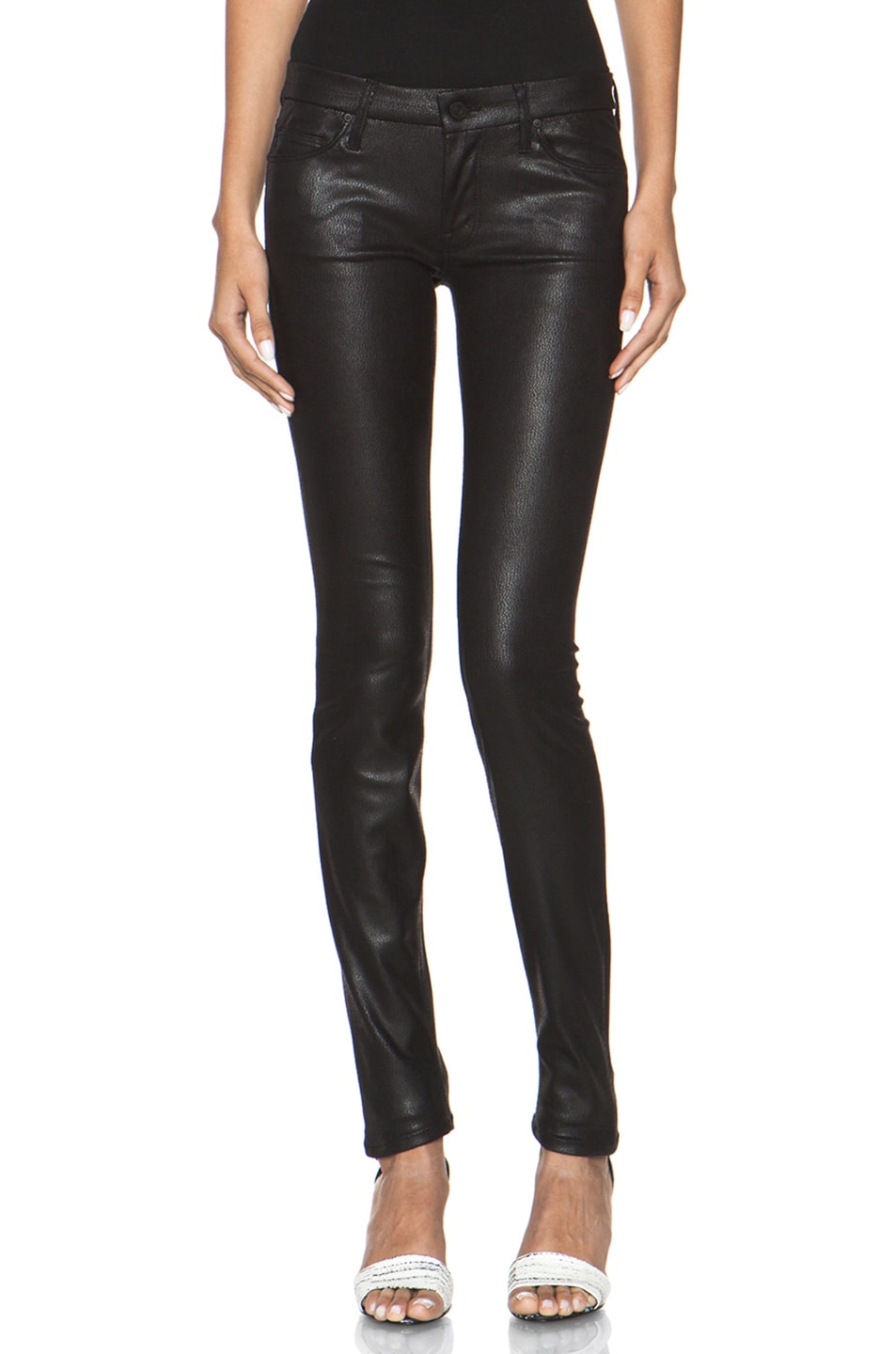 Image 1 of MOTHER The Looker Skinny in Crackle Rein Black