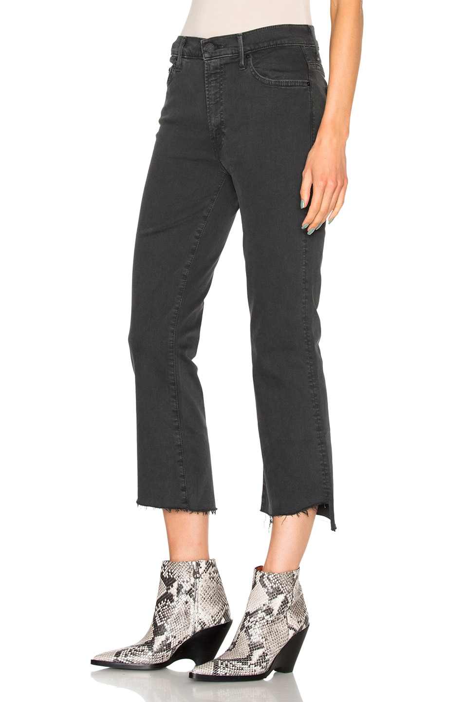 Image 1 of MOTHER Insider Crop Step Fray in Faded Black