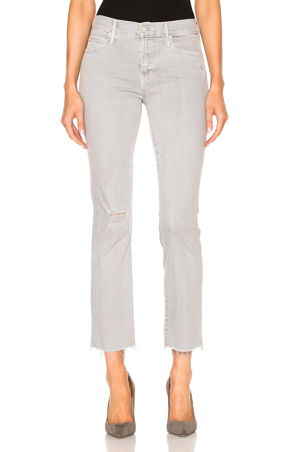 Image 1 of MOTHER Rascal Ankle Snippet Crop in Soft Gray