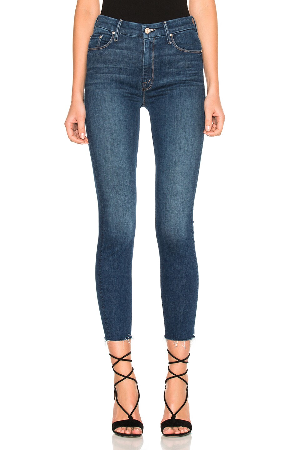 Image 1 of MOTHER High Waisted Looker Ankle Fray Crop in Faster