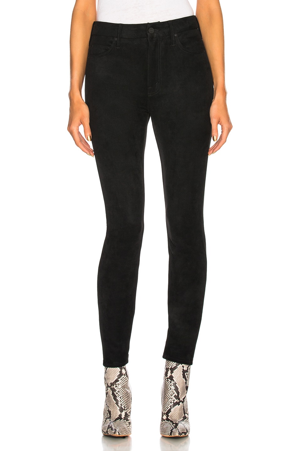 Image 1 of MOTHER High Waisted Looker in Black Suede