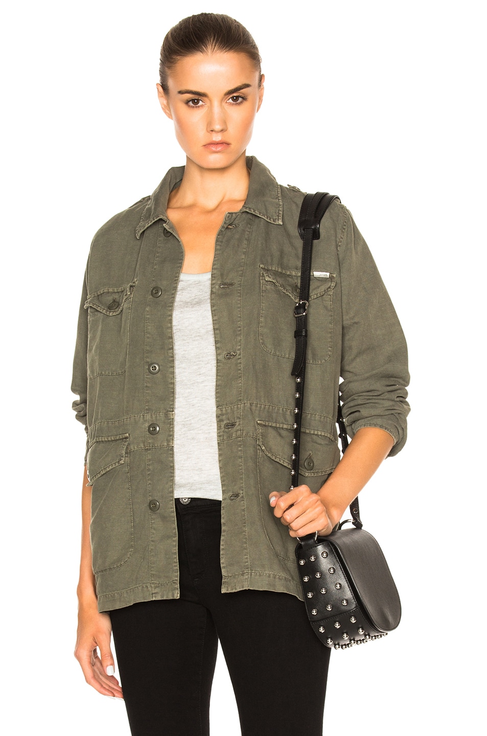 Image 1 of MOTHER Loose Veteran Jacket in Military Green