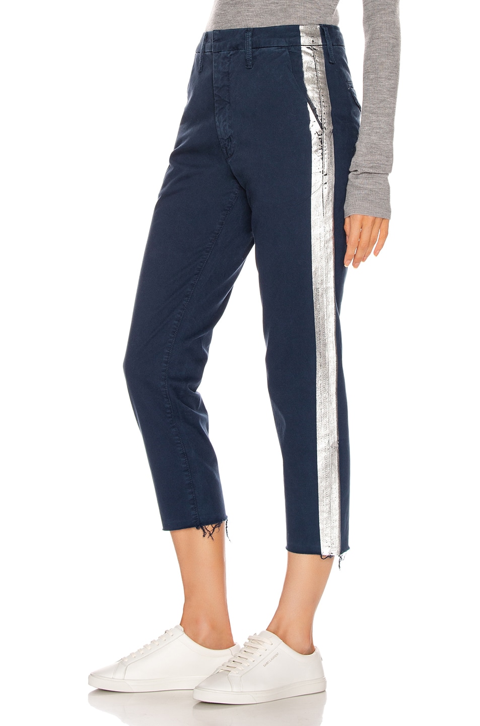 Image 1 of MOTHER Shaker Prep Fray Pant in Navy & Silver