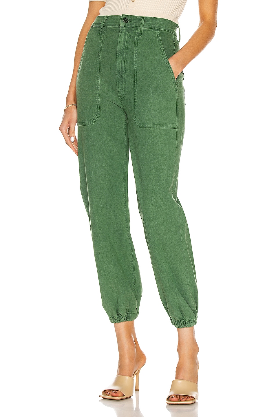 Image 1 of MOTHER The Wrapper Patch Springy Ankle Pant in Army