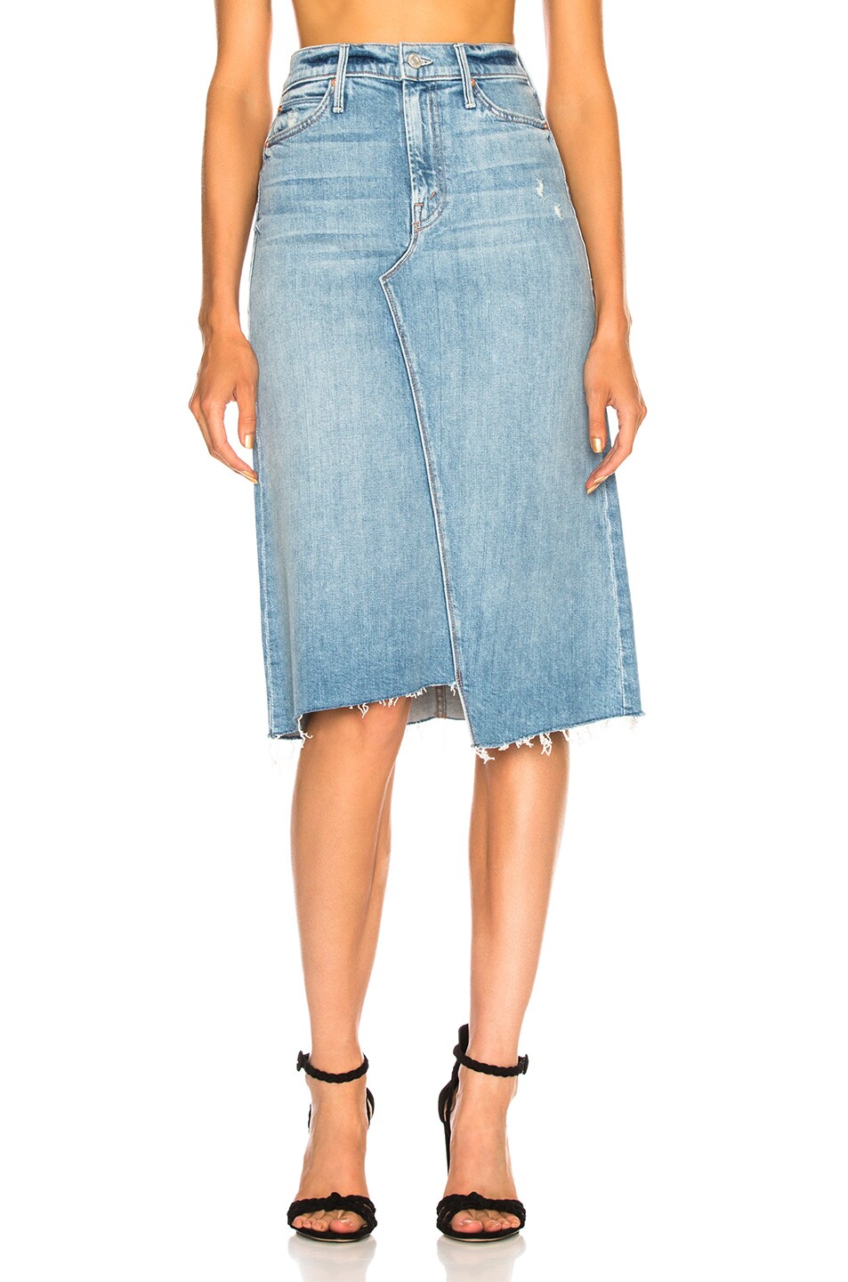 Image 1 of MOTHER Straight A Step Midi Fray Skirt in Misbeliever
