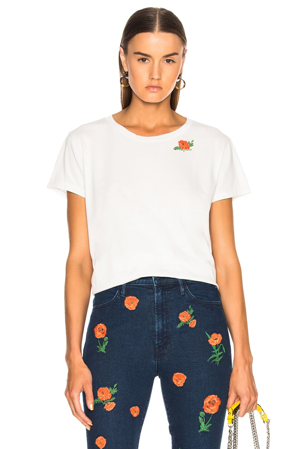 Image 1 of MOTHER Poppy Boxy Goodie Goodie Tee in Dirty White