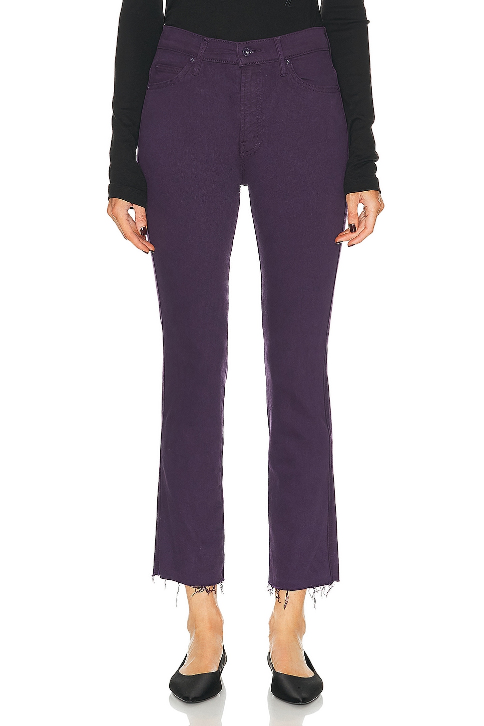 Image 1 of MOTHER High Waisted Rascal Ankle Fray in Blackberry Cordial