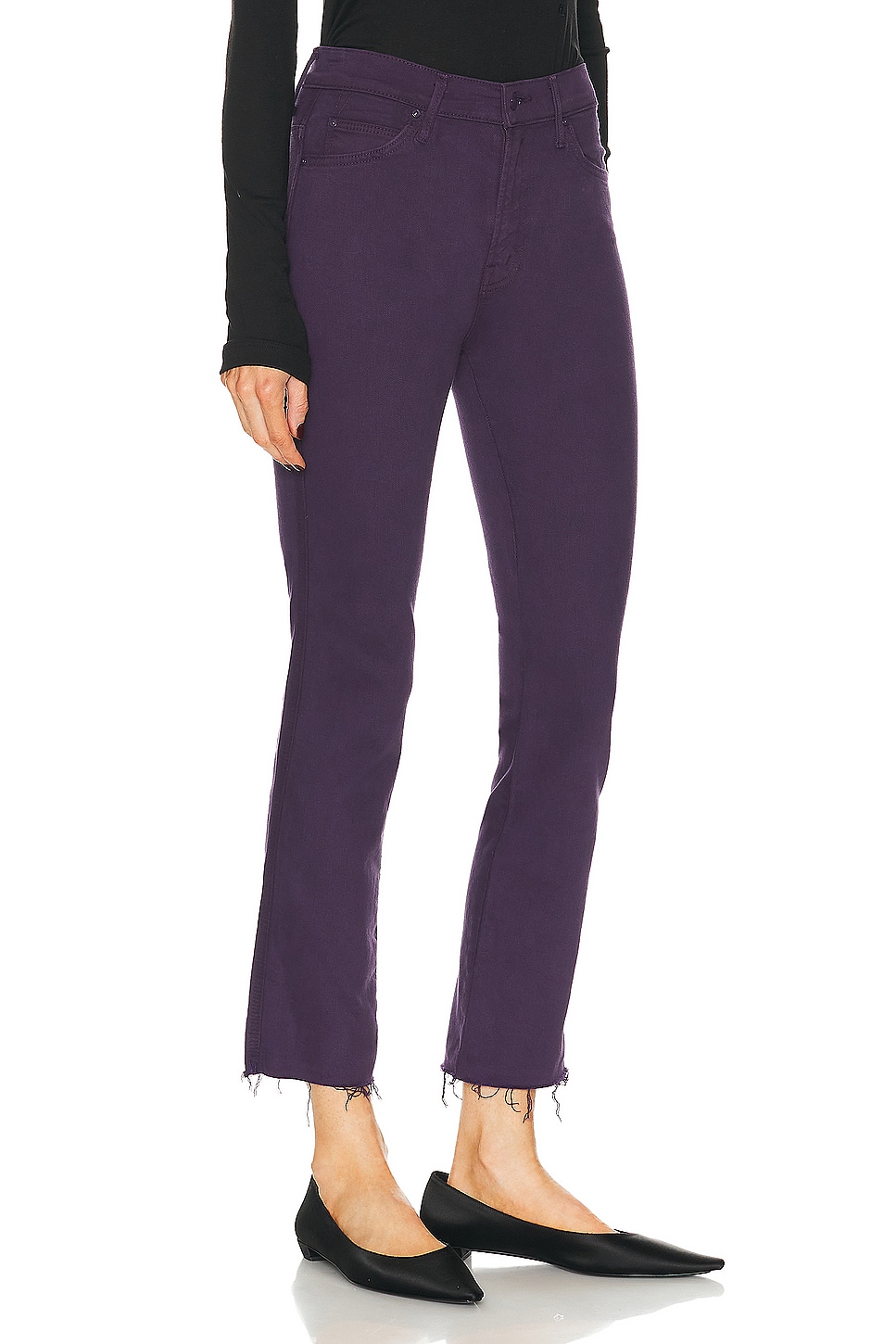 Shop Mother High Waisted Rascal Ankle Fray In Blackberry Cordial