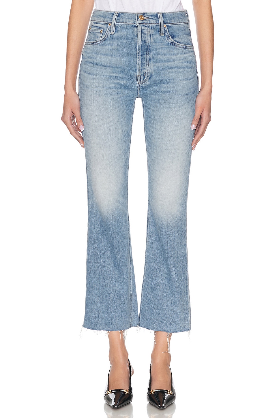Image 1 of MOTHER The Tripper Flood Fray Jeans in Look Ma, No Hands!