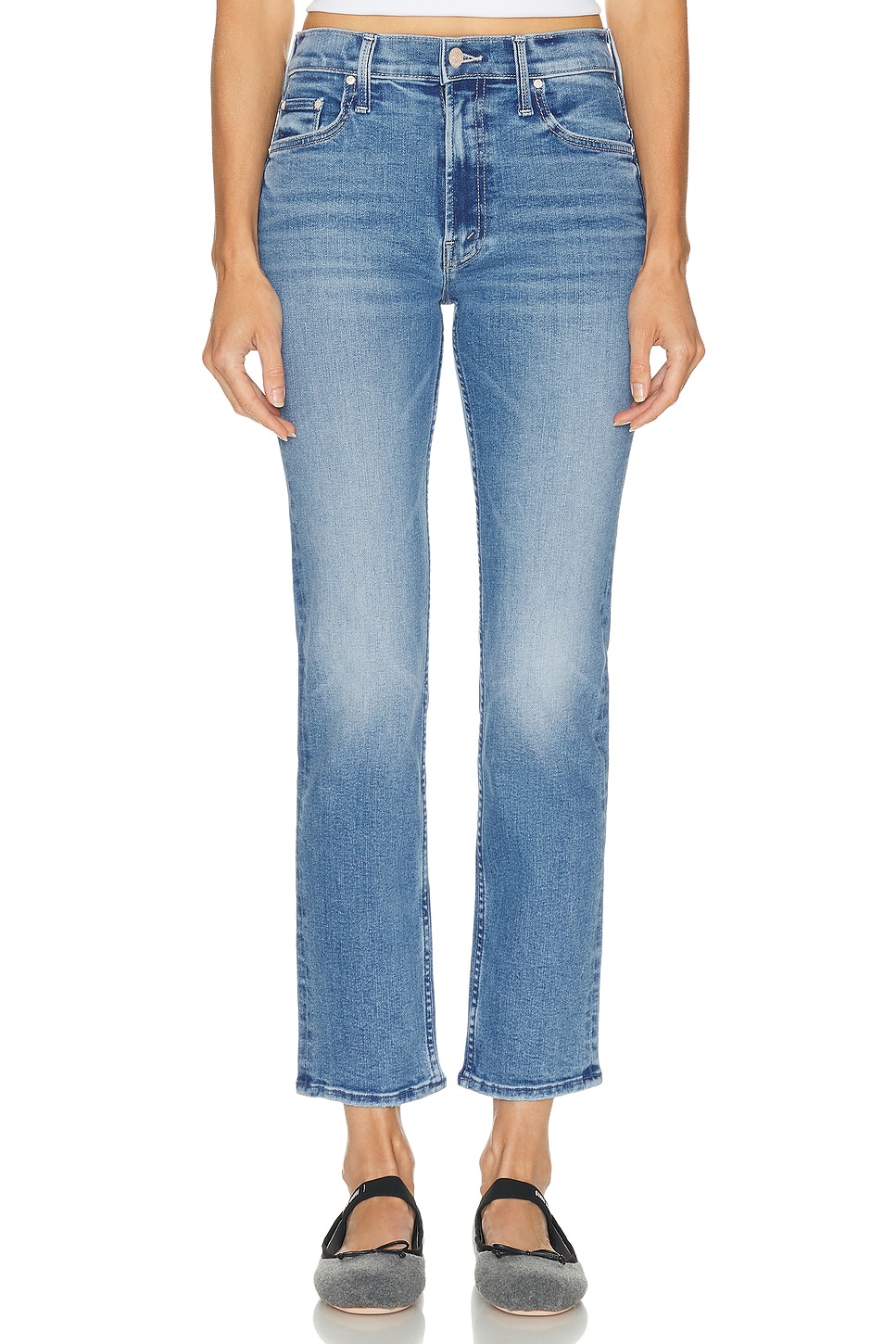 Image 1 of MOTHER The Mid Rise Rider Hover Jeans in Swing And A Miss