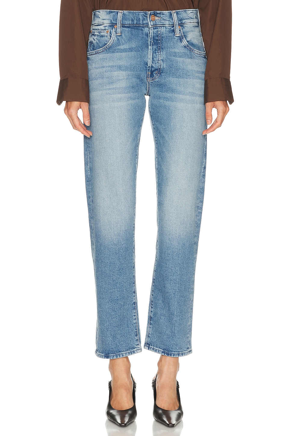 Image 1 of MOTHER The Mid Rise Hiker Hover Jeans in Fight For Your Right