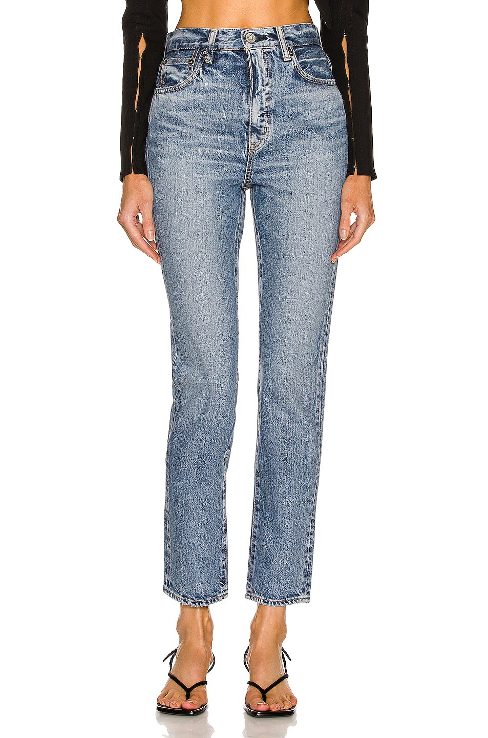 Image 1 of Moussy Vintage Lombard Slim Straight in Blue