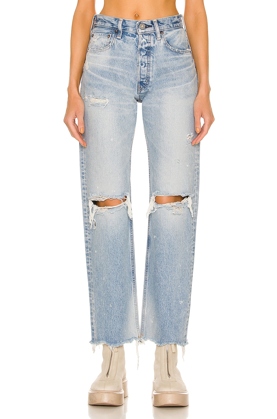 Image 1 of Moussy Vintage Odessa Wide Straight Leg in Light Blue