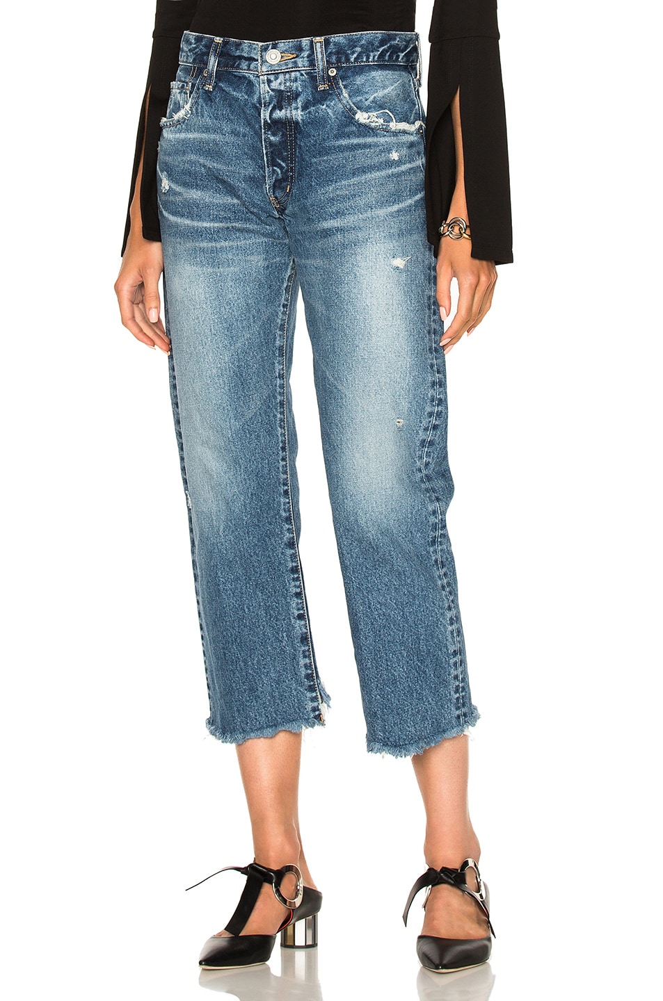 Image 1 of Moussy Vintage Madison Cropped Straight in Blue