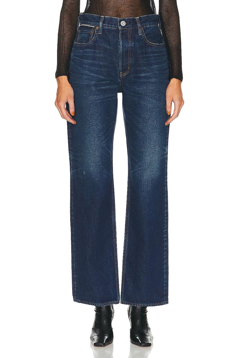 Image 1 of Moussy Vintage Bartlett Wide Straight in Dark Blue