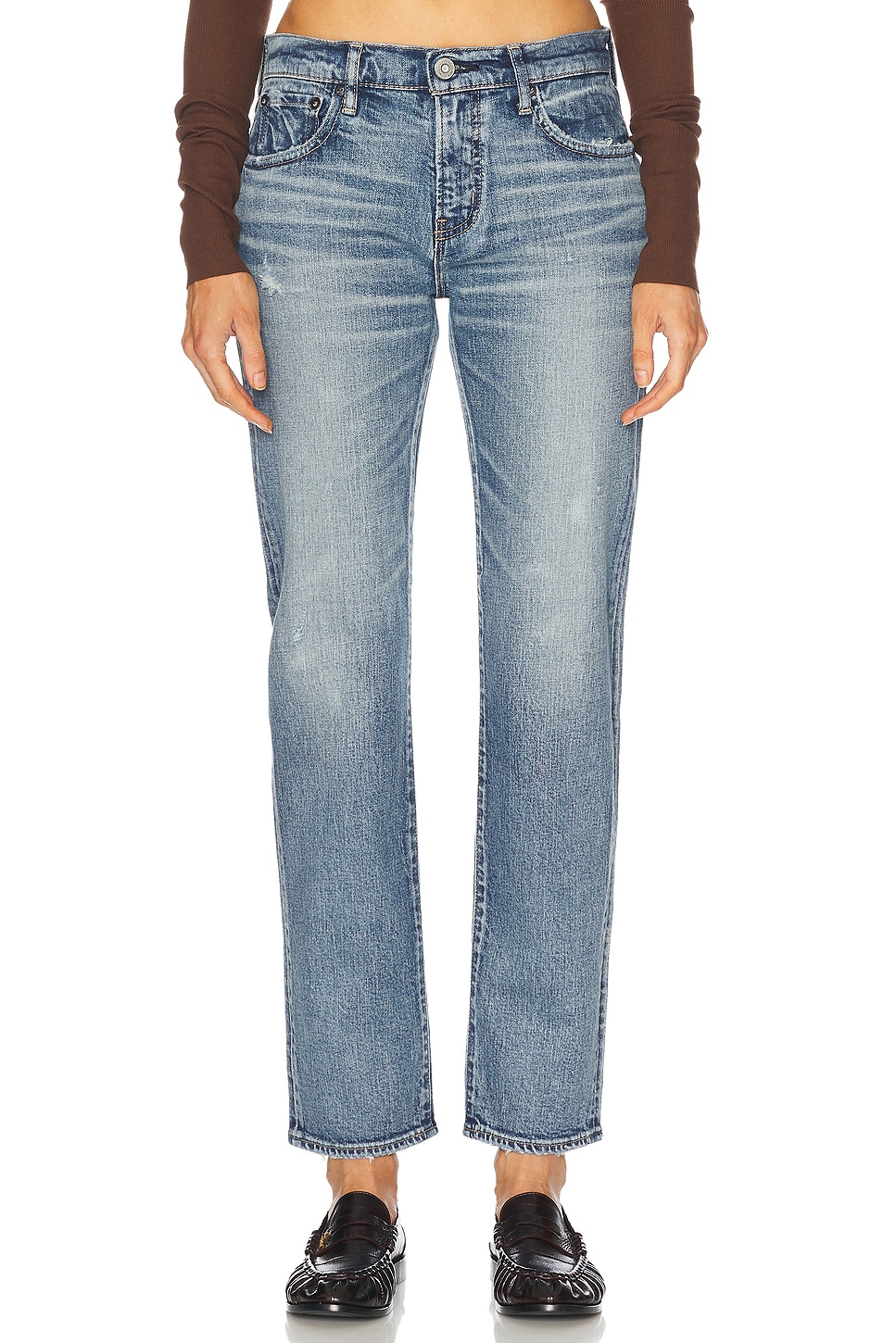 Image 1 of Moussy Vintage Linden Slim Straight in Light Blue