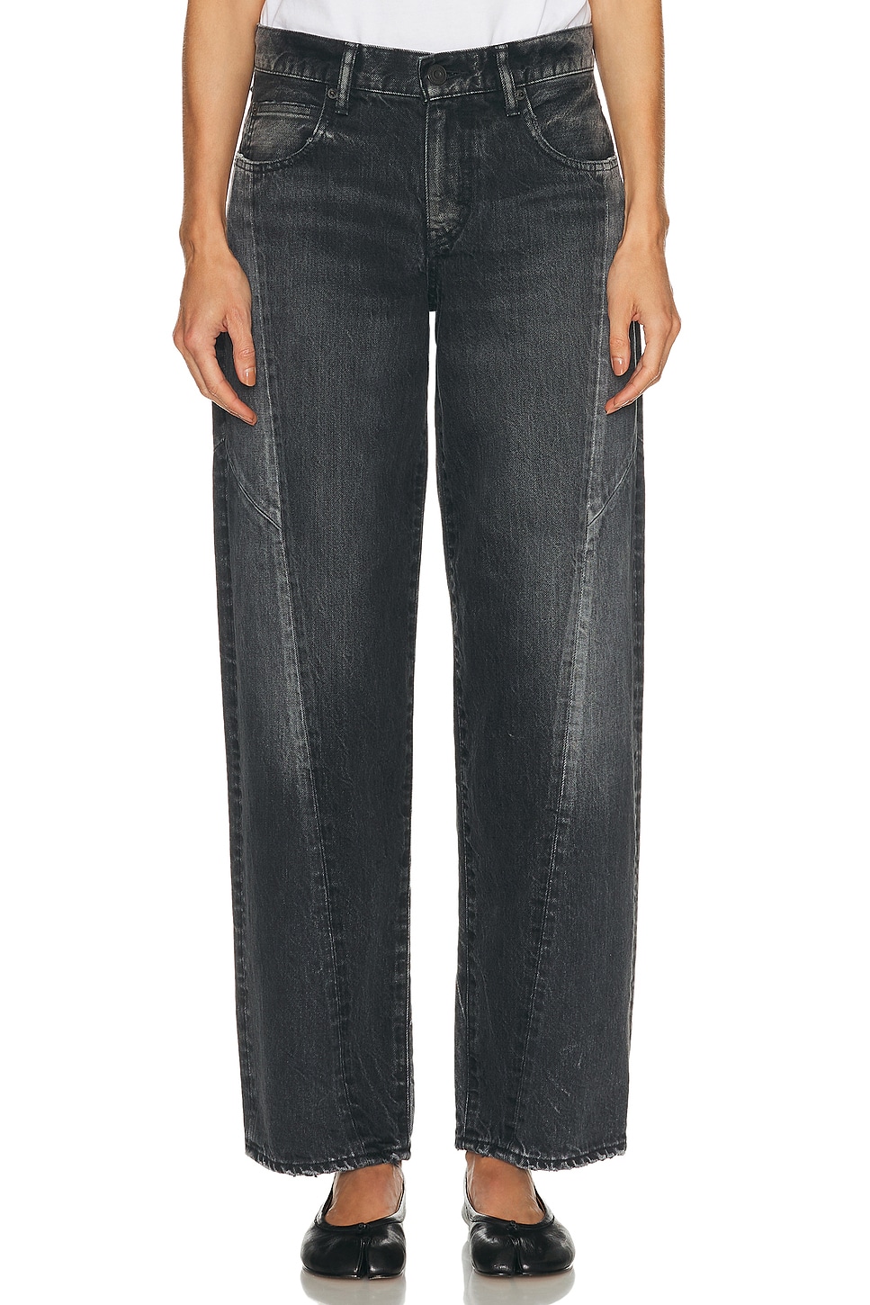 Image 1 of Moussy Vintage Largo Remake Wide Tapered Jeans in Black