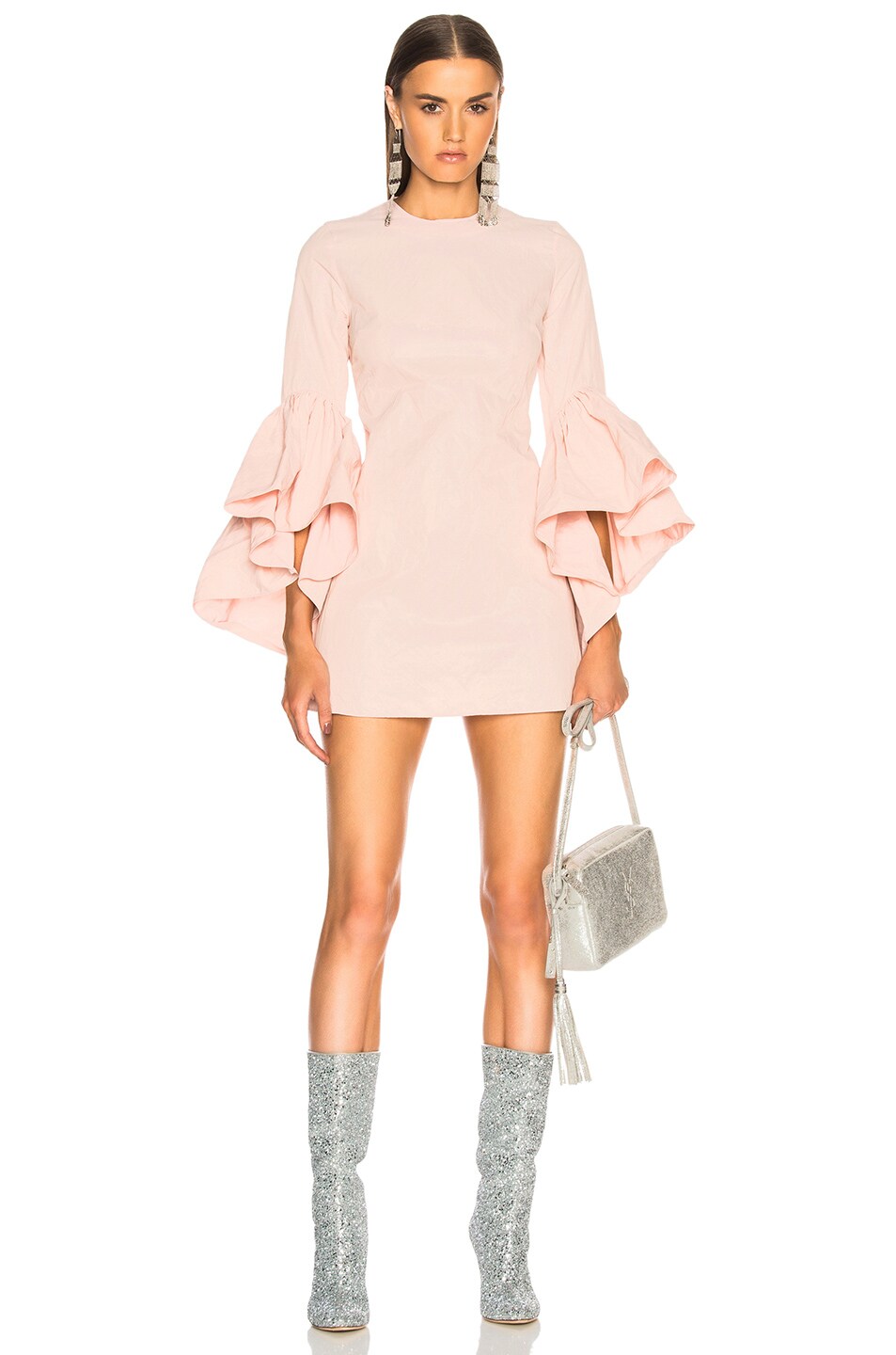 Image 1 of Marques ' Almeida Oyster Sleeve Dress in Pale Pink