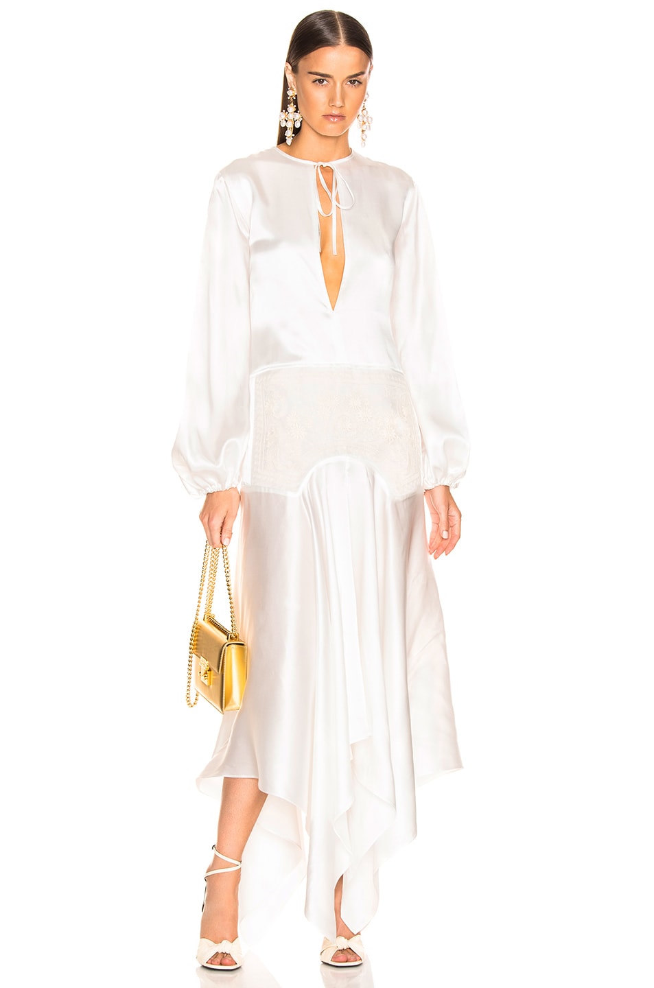 Image 1 of Marques ' Almeida Lace Insert Long Dress in White