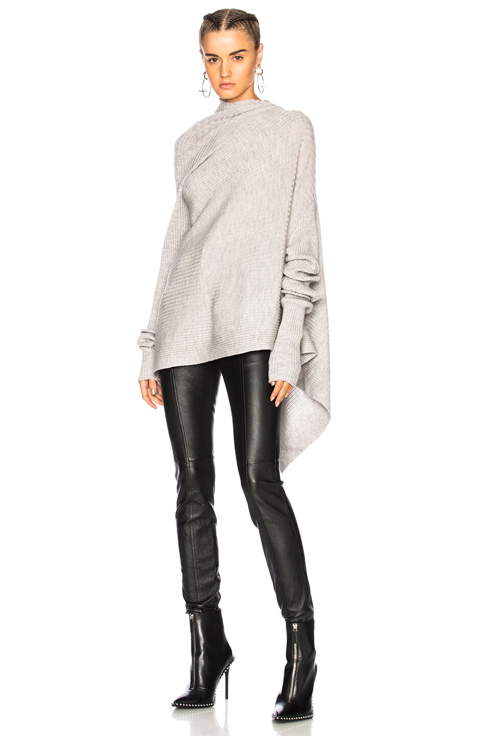 Image 1 of Marques ' Almeida Draped Asymmetric Ribbed Sweater in Grey