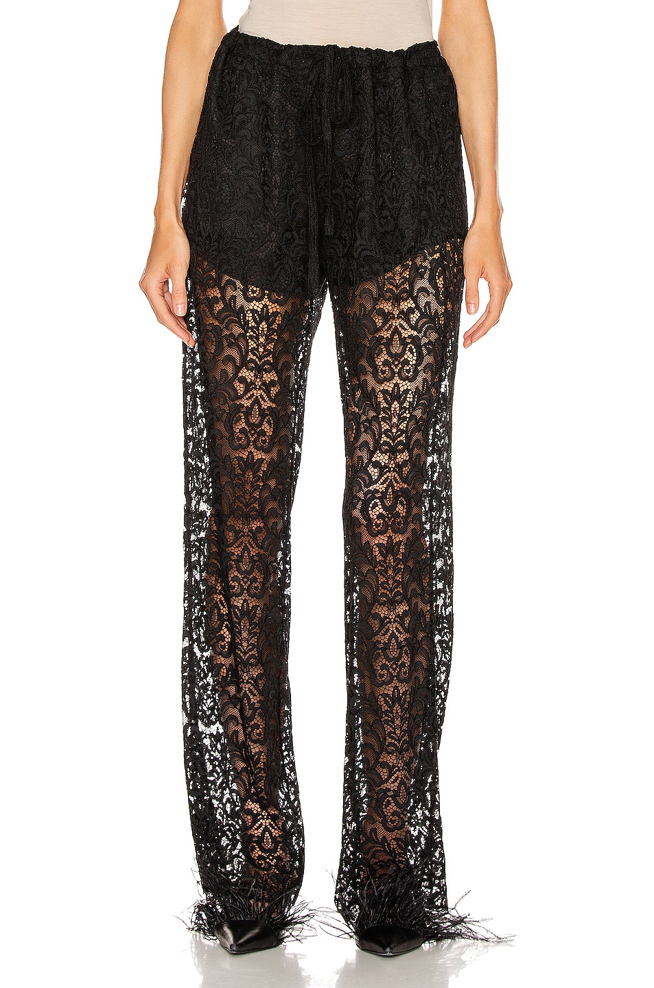 Image 1 of Marques ' Almeida Lace Pyjama Trouser Pant in Black