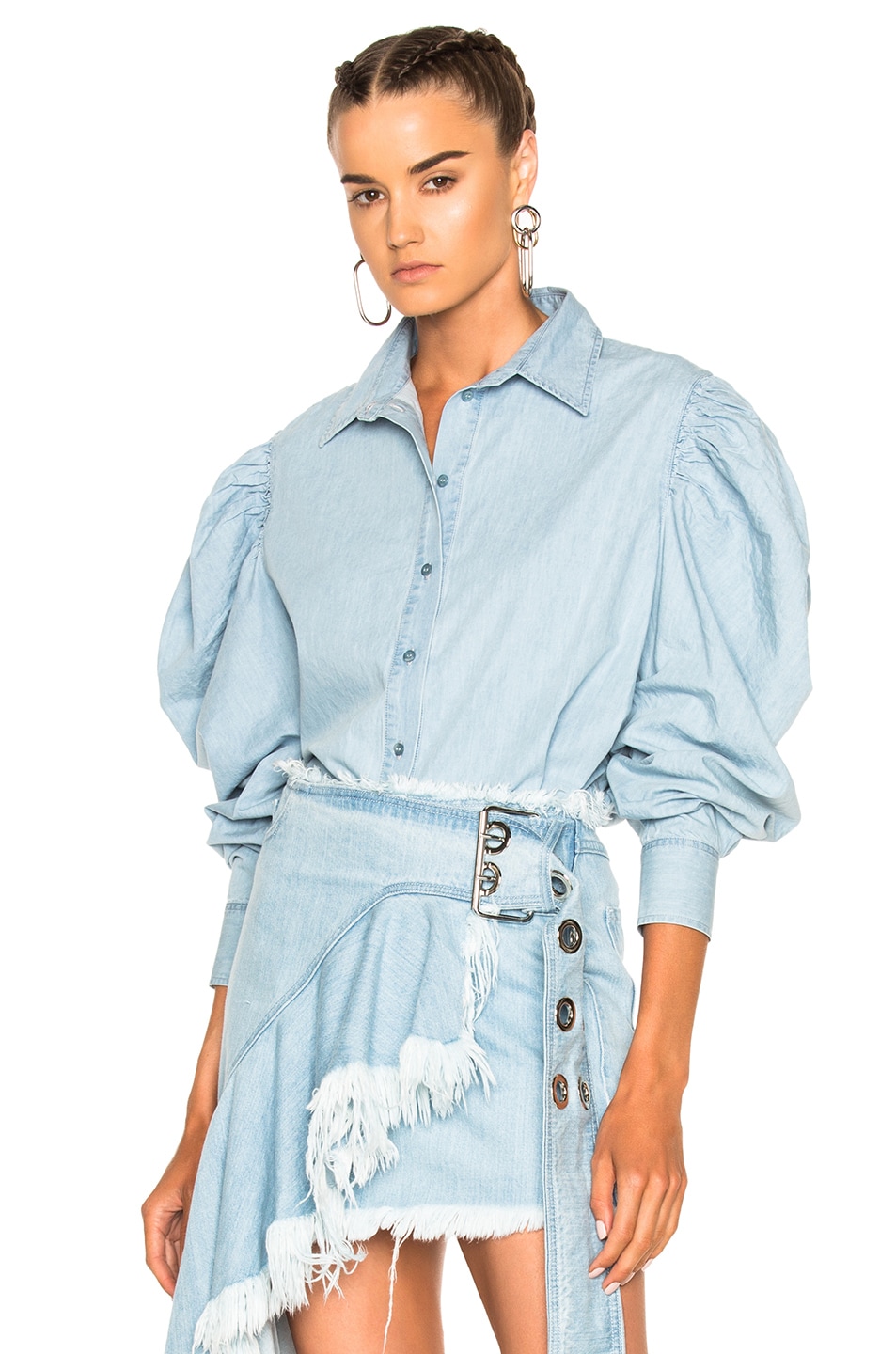 Image 1 of Marques ' Almeida Puff Sleeve Shirt in Chambray