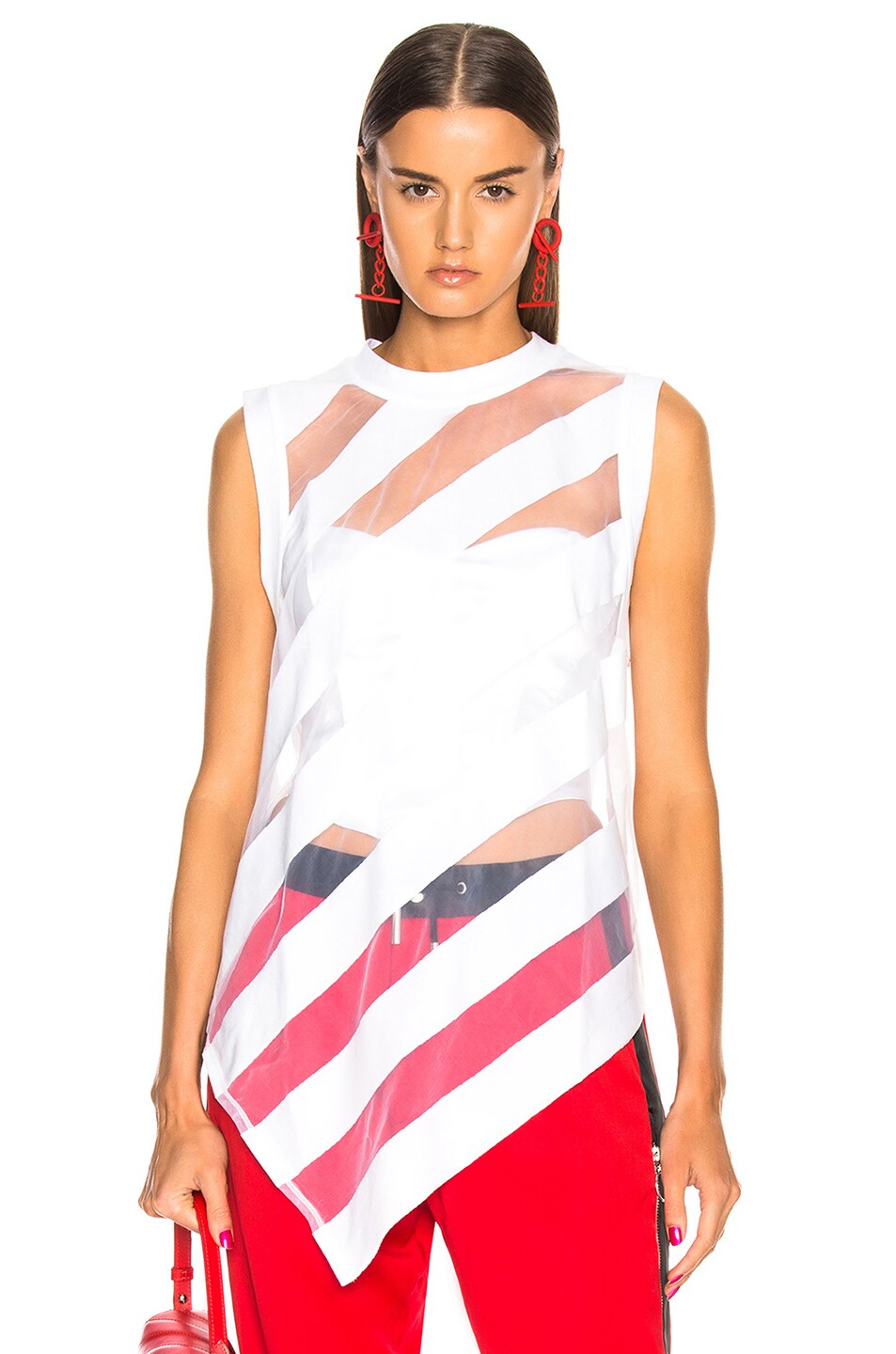 Image 1 of Marques ' Almeida Devore Sleeveless T Shirt in White