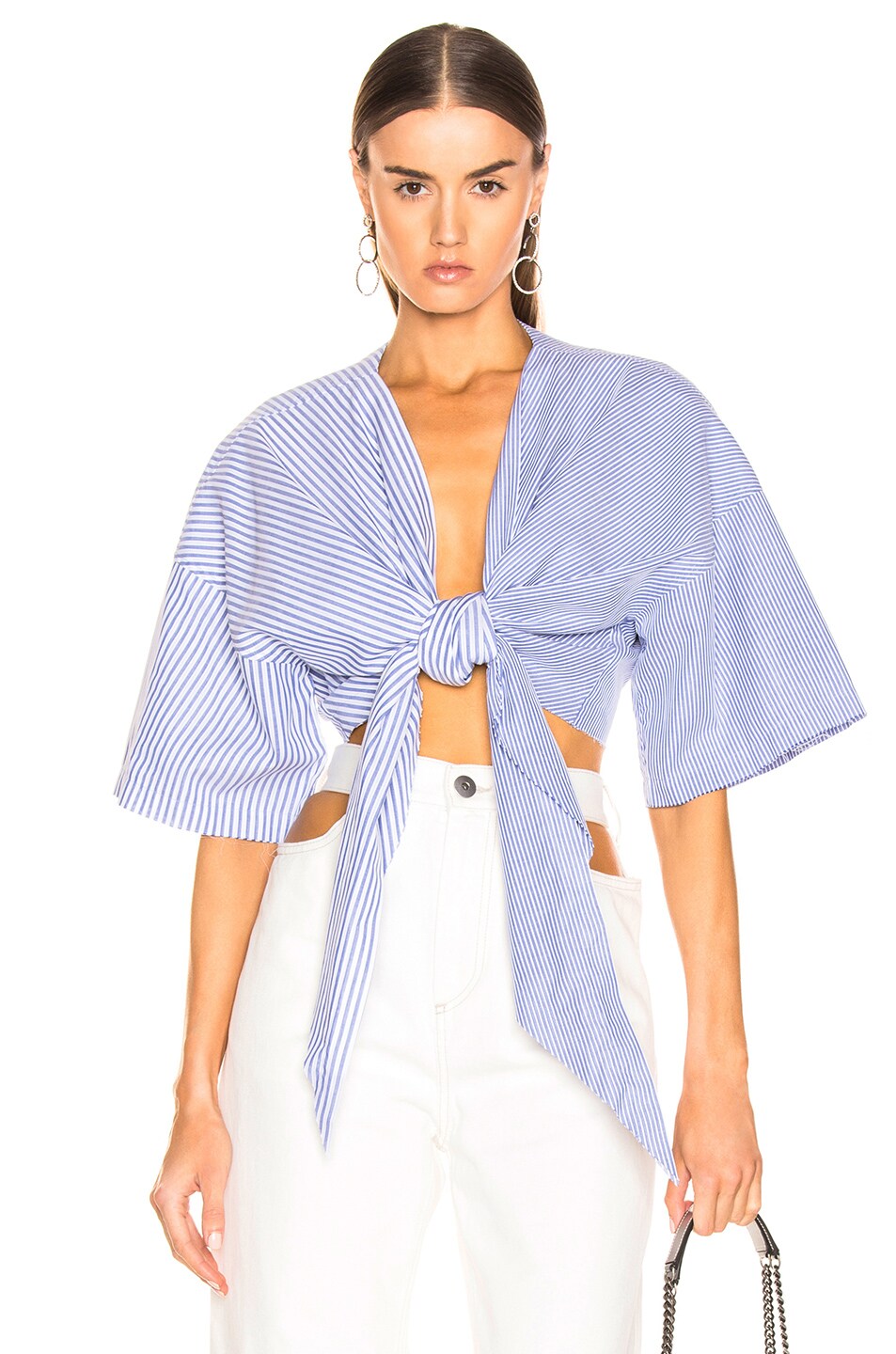 Image 1 of Marques ' Almeida Knot Shirt in Blue Stripe