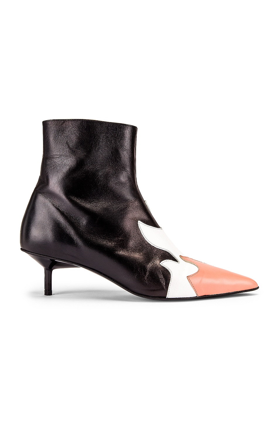 Image 1 of Marques ' Almeida Pointy Kitten Heel Flame Boot in Black, White & Pink