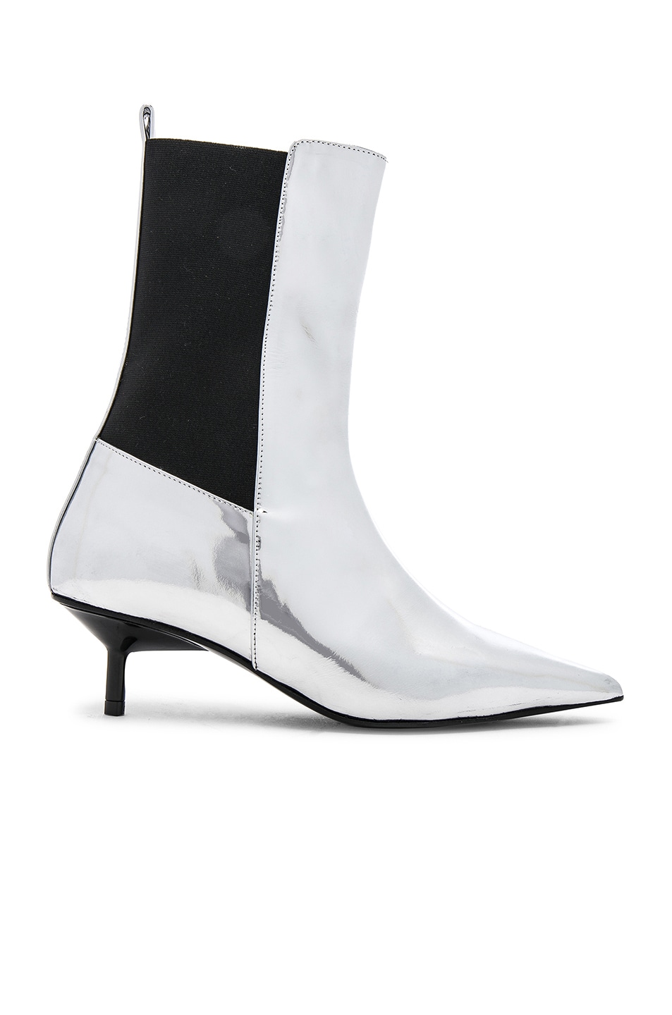 Image 1 of Marques ' Almeida Leather Pointy Kitten Heel Boots in Silver