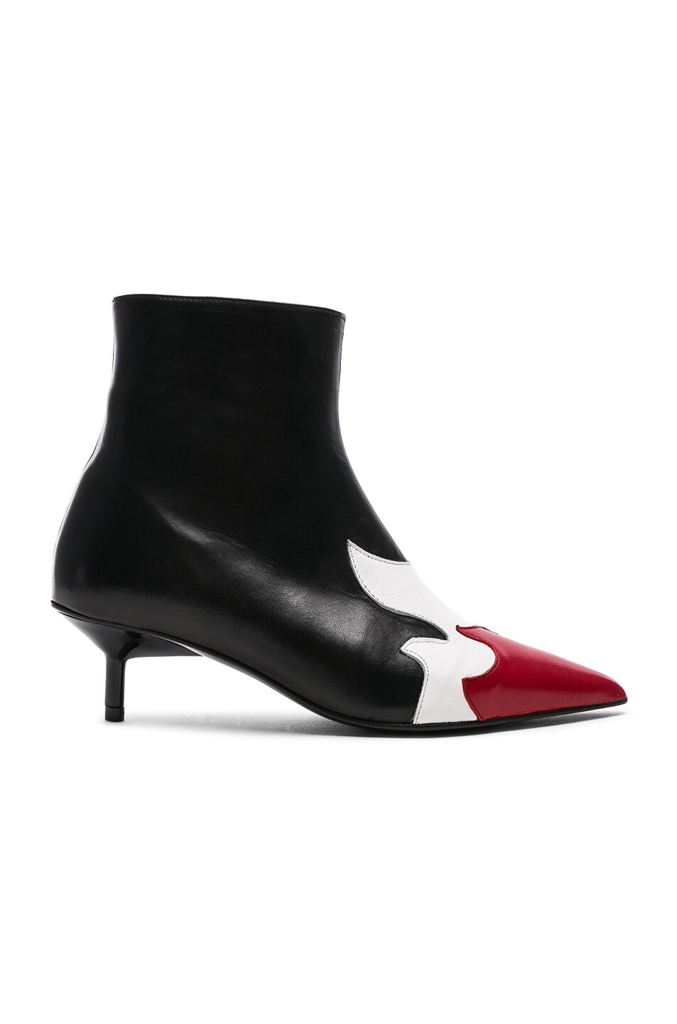 Image 1 of Marques ' Almeida Pointy Kitten Heel Flame Boot in Black, White & Red
