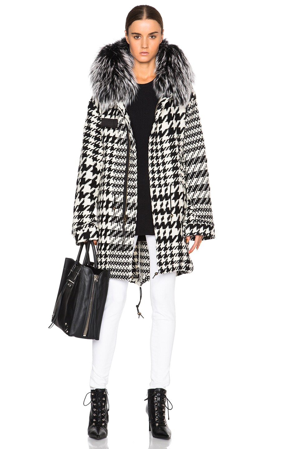 Image 1 of Mr & Mrs Italy Prince Parka With Raccoon Fur in Black & White