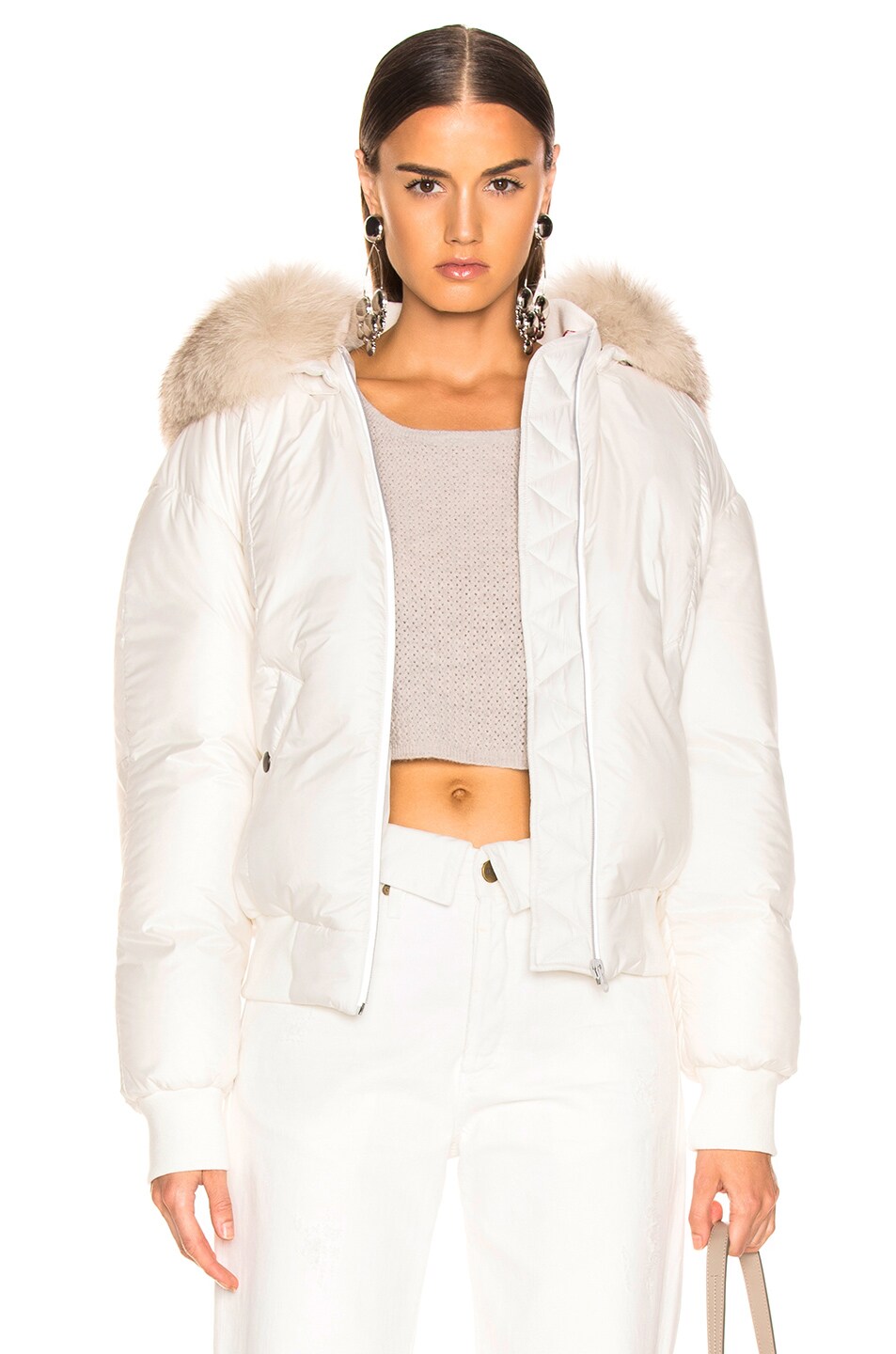 Image 1 of Mr & Mrs Italy Armstrong Classic Bomber with Groenlandia Fox Fur in White & Jute