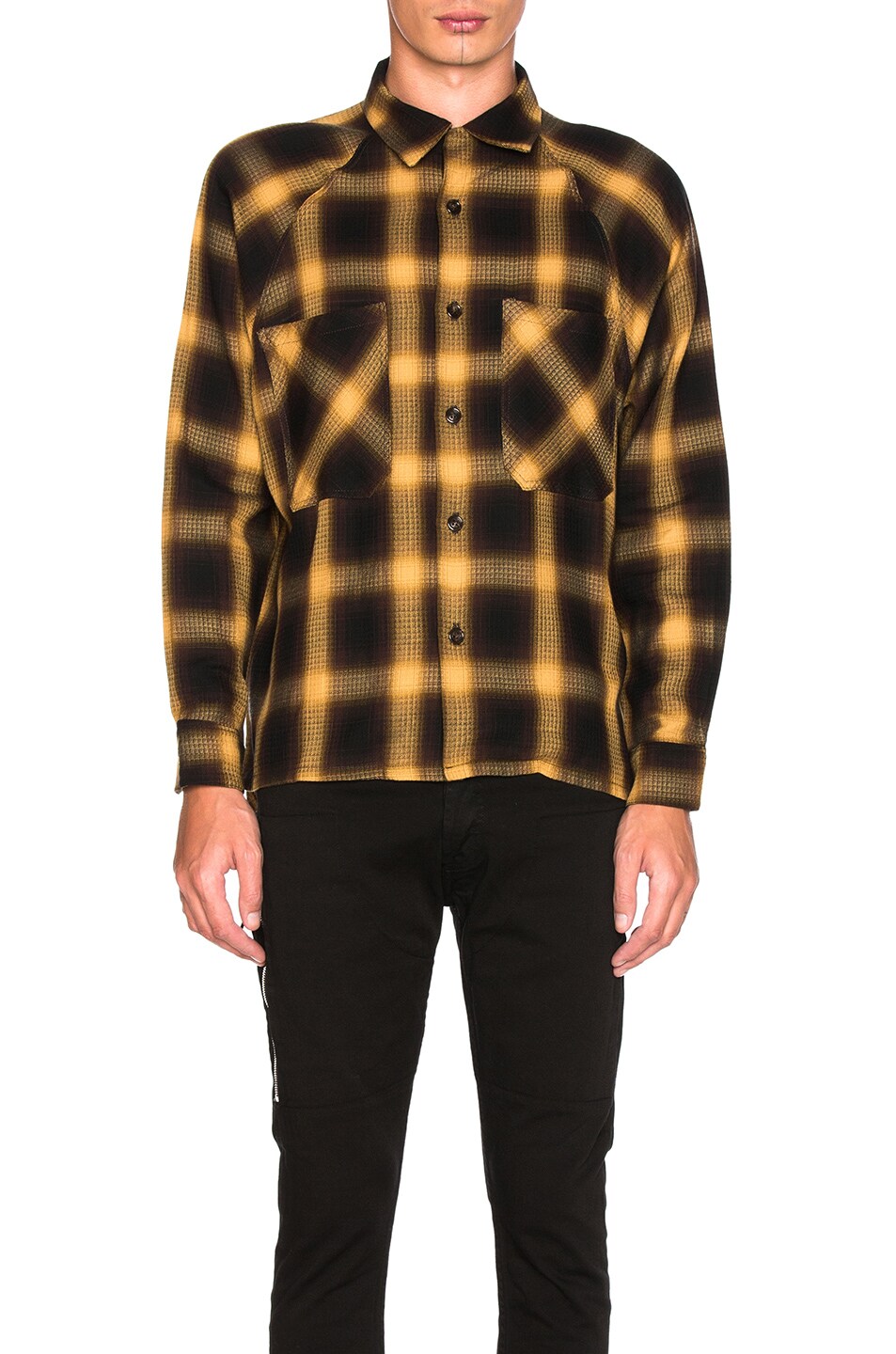 Image 1 of Mr. Completely Raglan Flannel in Gold Shadow Plaid