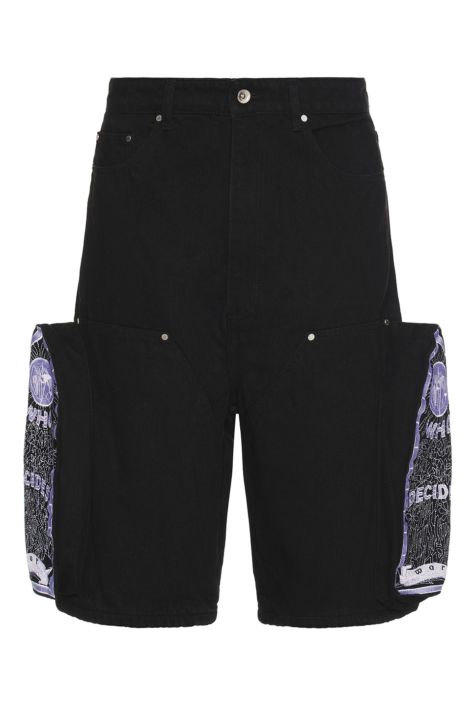 Side Embroidery Short in Black