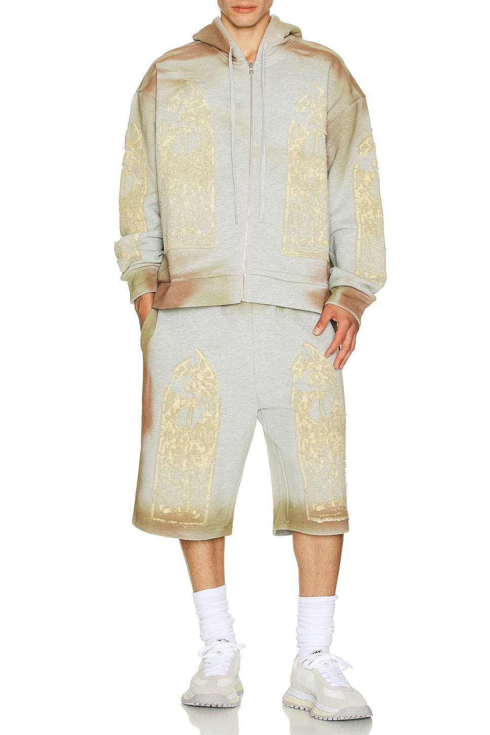 Image 1 of Who Decides War by Ev Bravado Signature Mechanic Sweatshorts in Vintage Grey