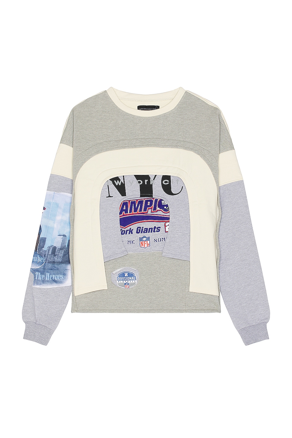 Arched Collage Crewneck Sweater in Grey