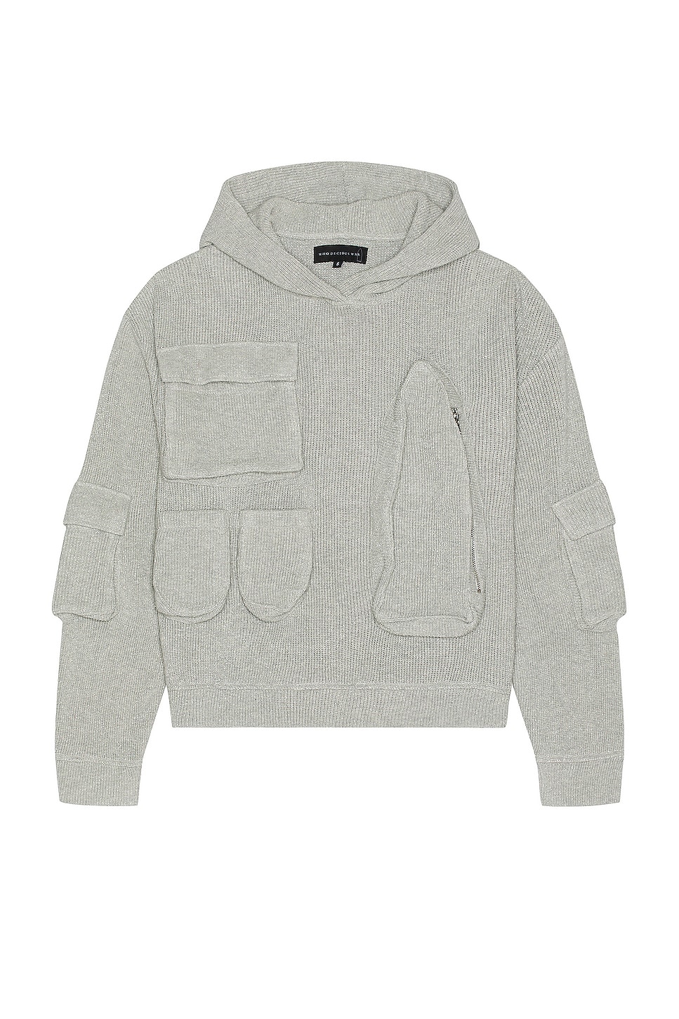 Multi Pocket Hooded Sweatshirt in Light Grey