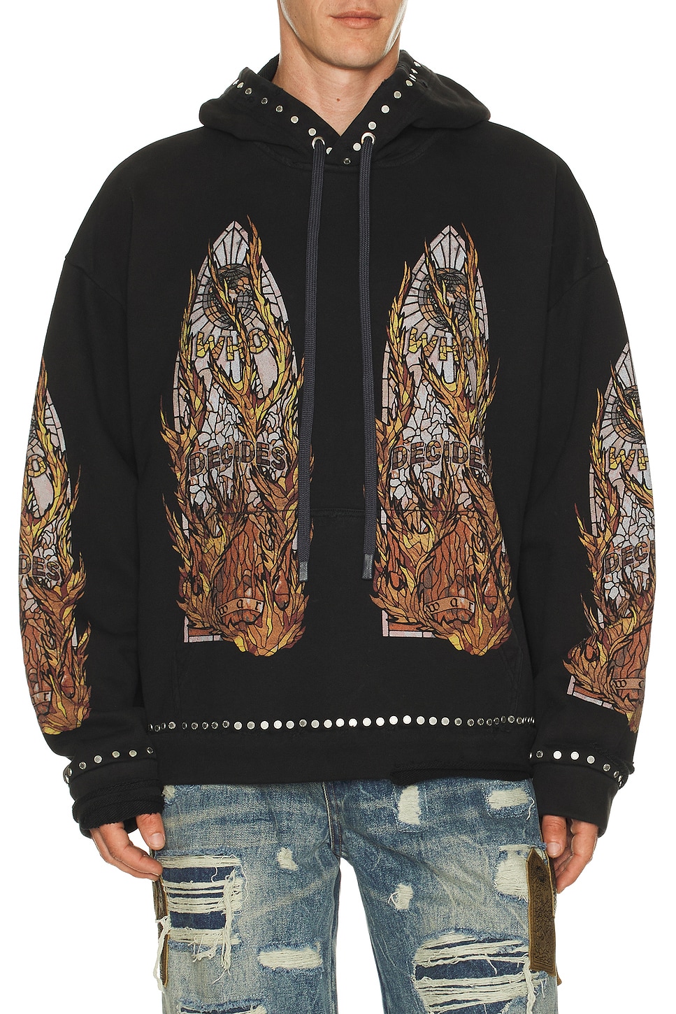 Image 1 of Who Decides War by Ev Bravado Hardware Hooded Pullover in Coal