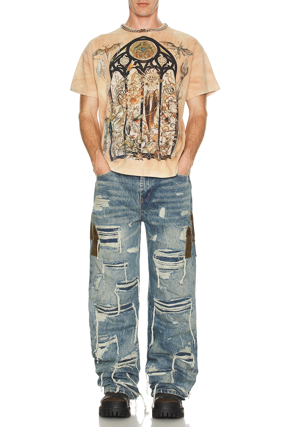 Image 1 of Who Decides War by Ev Bravado Gleaming Short Sleeve Tee in Tan