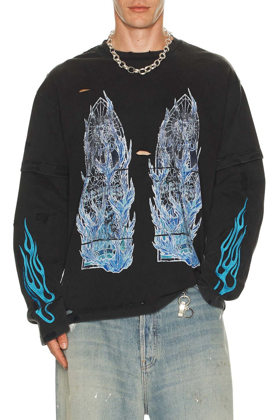 Image 1 of Who Decides War by Ev Bravado Flame Glass Double Jersey in Coal