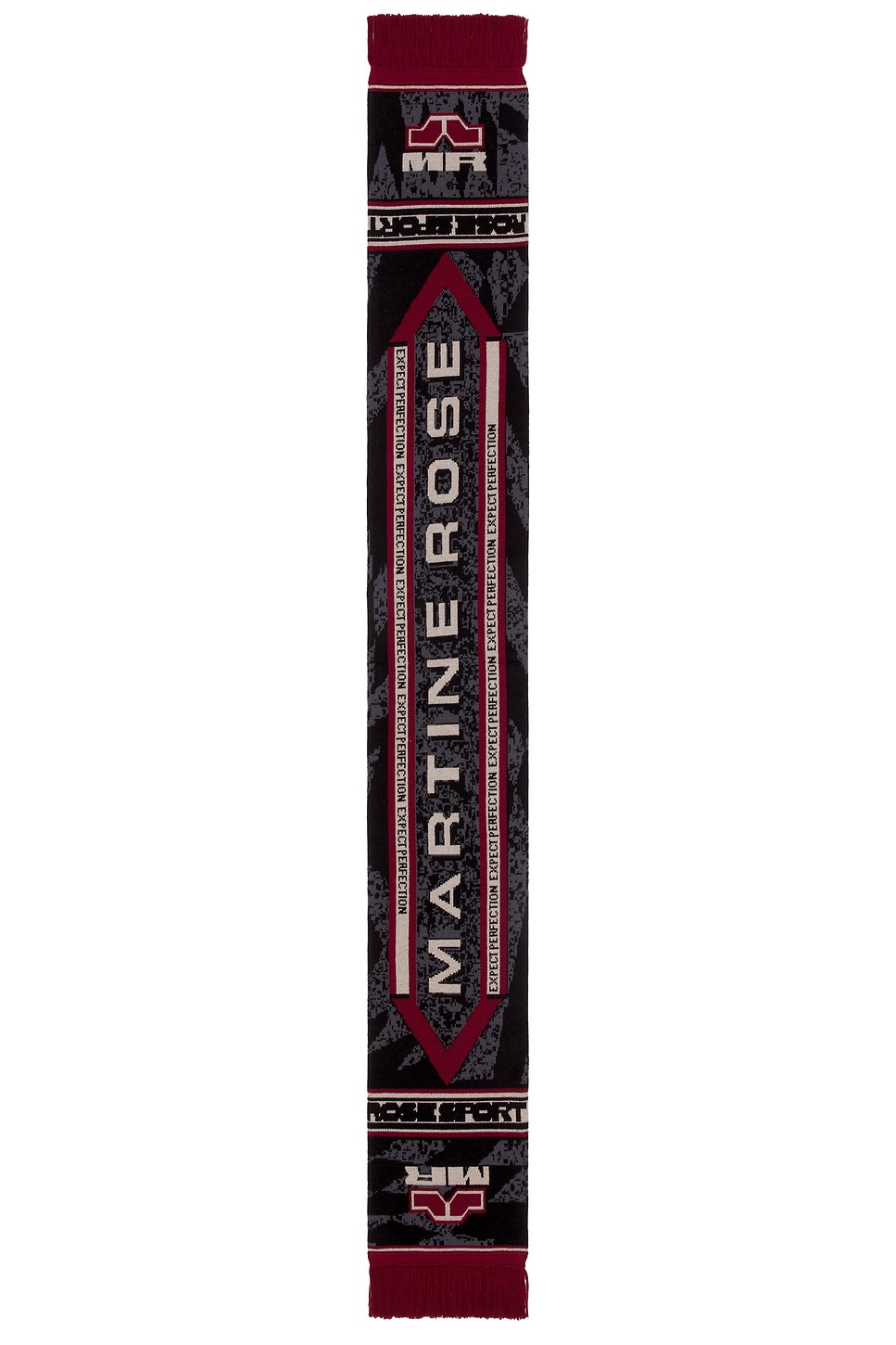 Martine Rose Logo-motif Fringed Scarf In Black