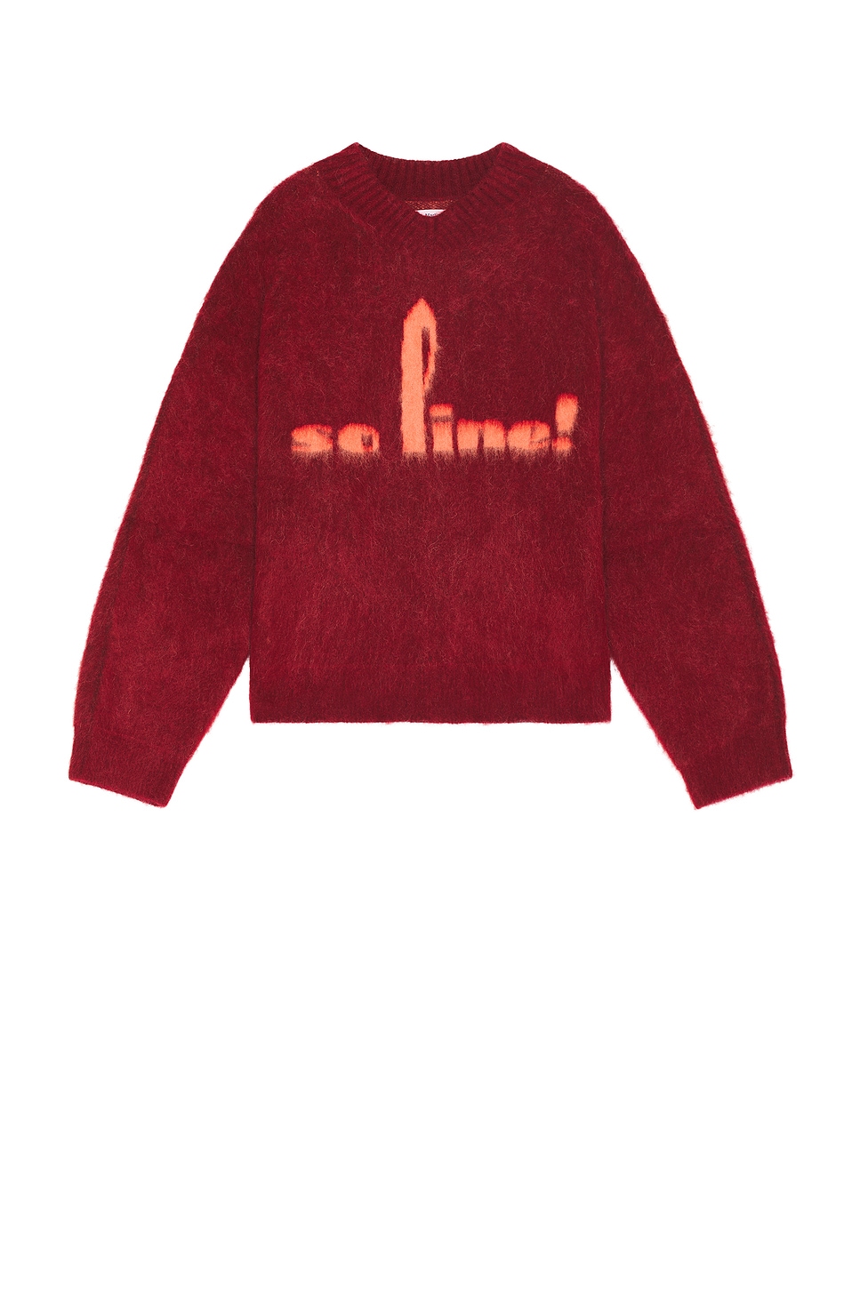 Image 1 of Martine Rose Brushed Mohair V-Neck Jumper in Red Burgundy